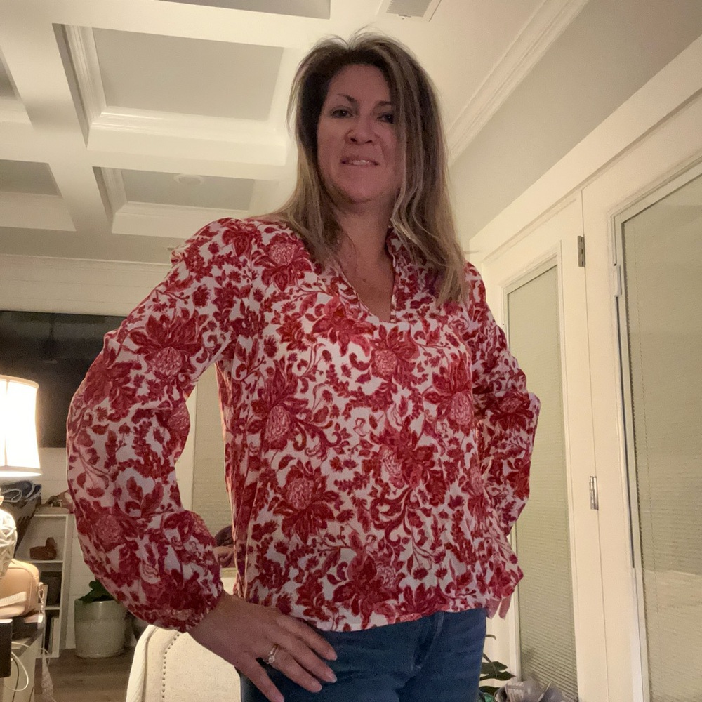 LOFT Night Bloom V-Neck Blouse